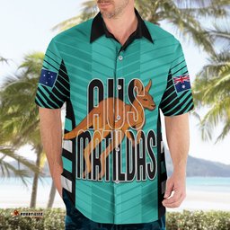 Custom Australia Soccer Hawaiian Shirt Go Matildas Dynamic Turquoise
