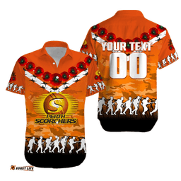 Custom Personalised Perth Scorchers ANZAC Hawaiian Shirt Camouflage With Poppy