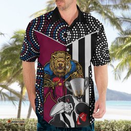 Custom AFL Magpies Combine Lions Hawaiian Shirt Together Go Champions