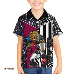 Custom AFL Magpies Combine Lions Hawaiian Shirt Together Go Champions