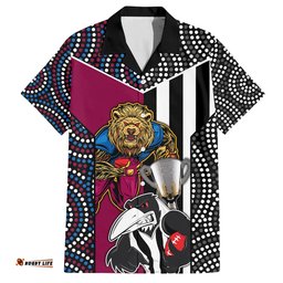 Custom AFL Magpies Combine Lions Hawaiian Shirt Together Go Champions