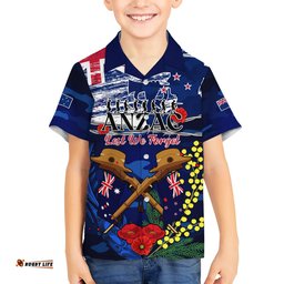 Australia And New Zealand ANZAC Day Hawaiian Shirt Lest We Forget Silver Fern With Golden Wattle
