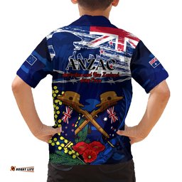 Australia And New Zealand ANZAC Day Hawaiian Shirt Lest We Forget Silver Fern With Golden Wattle