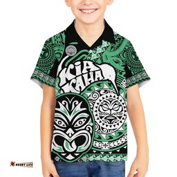 Te Reo Maori New Zealand Hawaiian Shirt Aotearoa Kia Haka Maori Tribal Tattoo Green Style