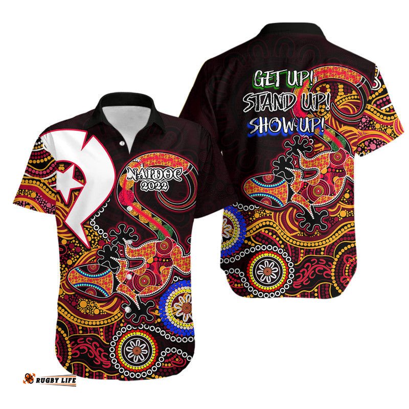 NAIDOC Aboriginal Lizard Hawaiian Shirt Red Style