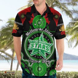 Melbourne Stars ANZAC 2024 Hawaiian Shirt Lest We Forget Poppy Mix Camouflage