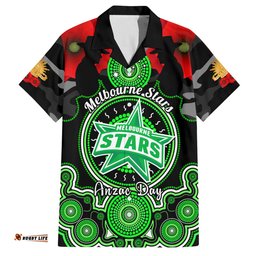 Melbourne Stars ANZAC 2024 Hawaiian Shirt Lest We Forget Poppy Mix Camouflage