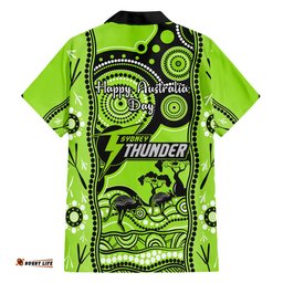 Sydney Thunder Cricket Hawaiian Shirt Happy Australia Day Aboriginal Art