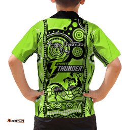 Sydney Thunder Cricket Hawaiian Shirt Happy Australia Day Aboriginal Art