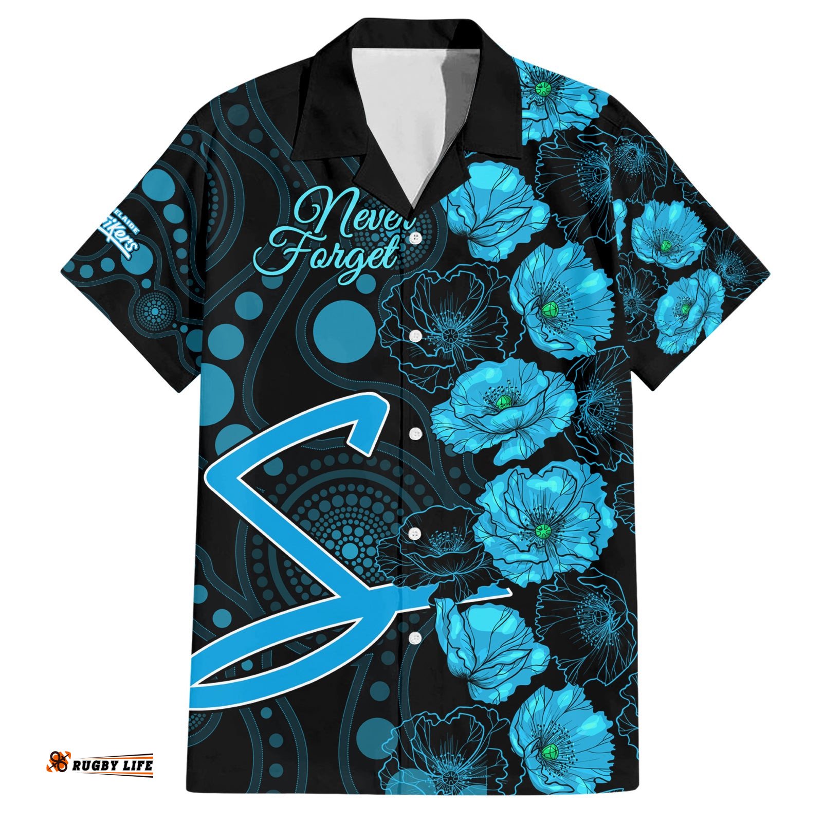 Strikers Cricket Never Forget Custom Hawaiian Shirt ANZAC Day with Poppy Aboriginal