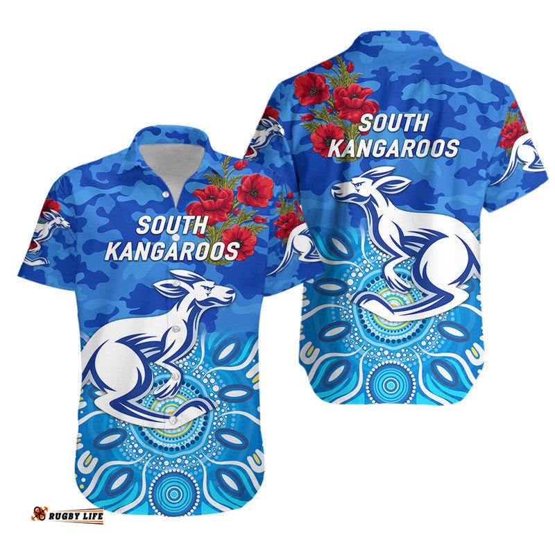 South Alice Football Club Kangaroos ANZAC Hawaiian Shirt Indigenous Vibes