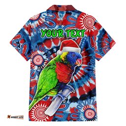 Australia Lorikeet Aboriginal Rainbow Tie Dye Merry Christmas Hawaiian Shirt