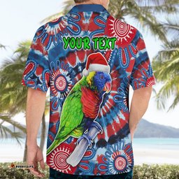 Australia Lorikeet Aboriginal Rainbow Tie Dye Merry Christmas Hawaiian Shirt