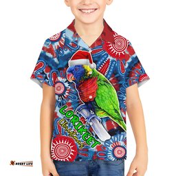 Australia Lorikeet Aboriginal Rainbow Tie Dye Merry Christmas Hawaiian Shirt