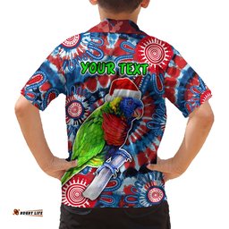 Australia Lorikeet Aboriginal Rainbow Tie Dye Merry Christmas Hawaiian Shirt