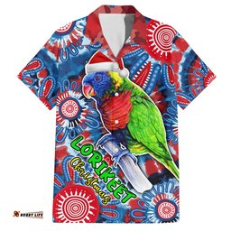 Australia Lorikeet Aboriginal Rainbow Tie Dye Merry Christmas Hawaiian Shirt