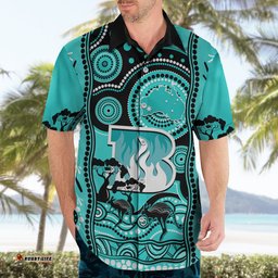 Custom Brisbane Heat Cricket Hawaiian Shirt Happy Australia Day Aboriginal Art