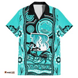 Custom Brisbane Heat Cricket Hawaiian Shirt Happy Australia Day Aboriginal Art