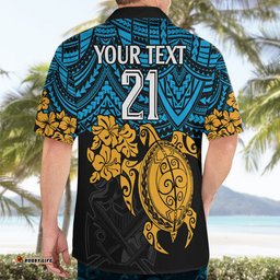 Custom Titans Rugby Hawaiian Shirt GLD Hibiscus and Turtle With Polynesian Pattern