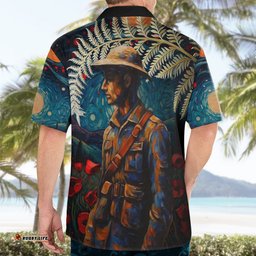 New Zealand Soldier ANZAC Day Hawaiian Shirt Silver Fern Starry Night Style
