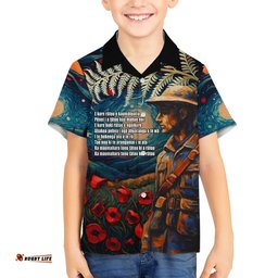 New Zealand Soldier ANZAC Day Hawaiian Shirt Silver Fern Starry Night Style