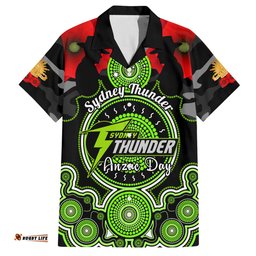 Sydney Thunder ANZAC 2024 Hawaiian Shirt Lest We Forget Poppy Mix Camouflage