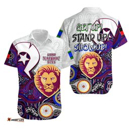 Lions Australian Football Hawaiian Shirt NAIDOC Patterns