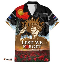 Australia ANZAC Day Hawaiian Shirt Lest We Forget Australian Army Corps