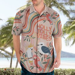 Personalised Australia Hippie Christmas Hawaiian Shirt Cockatoo Kookaburra with Wattle Pink Peach Style