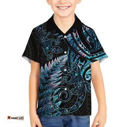 New Zealand Lizard Hawaiian Shirt Silver Fern Aotearoa Maori With Paua Shell