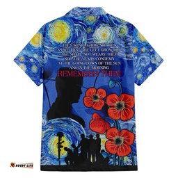 Remember Them ANZAC day Hawaiian Shirt Soldier In Starry Night Oil Paint Style