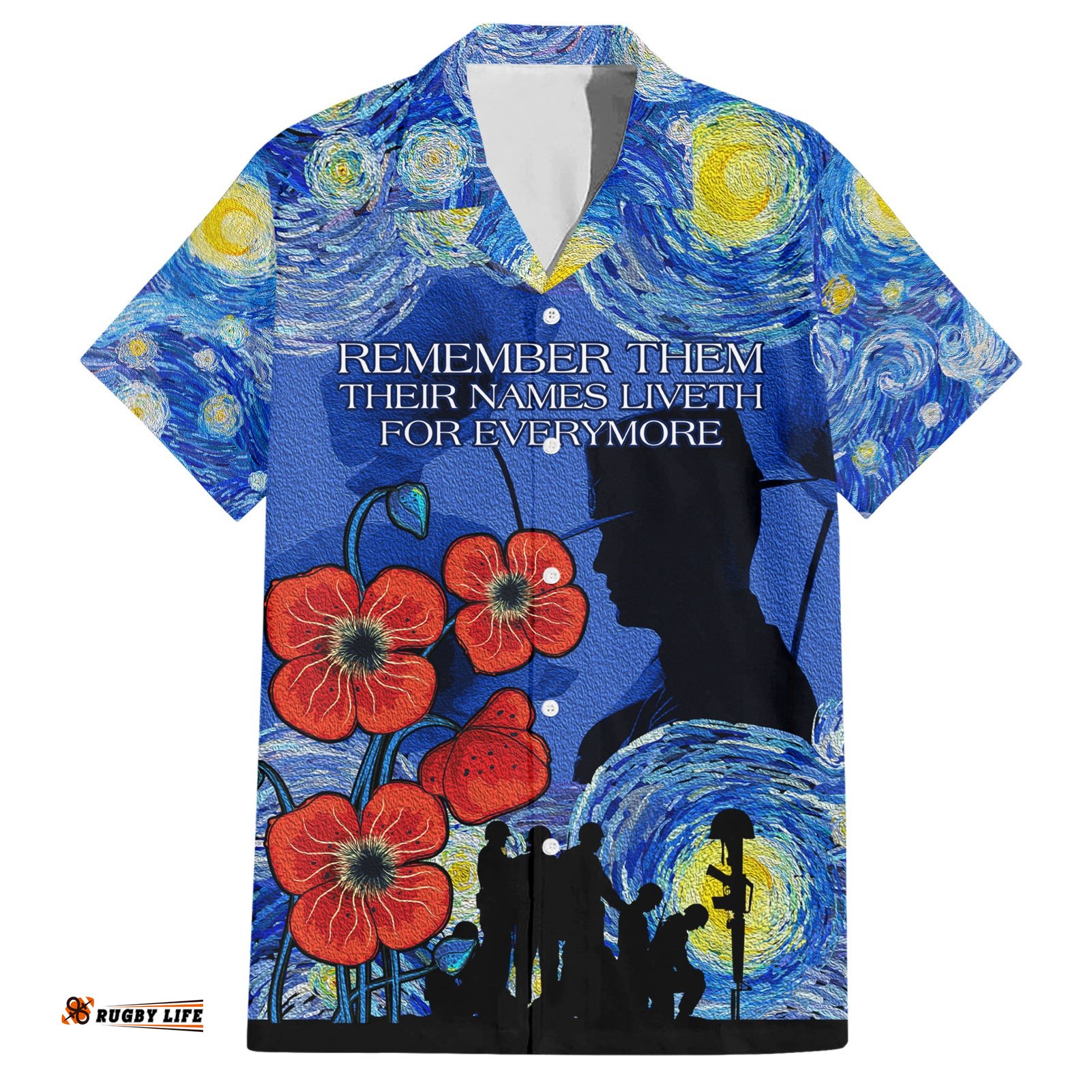 Remember Them ANZAC day Hawaiian Shirt Soldier In Starry Night Oil Paint Style