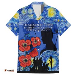 Remember Them ANZAC day Hawaiian Shirt Soldier In Starry Night Oil Paint Style