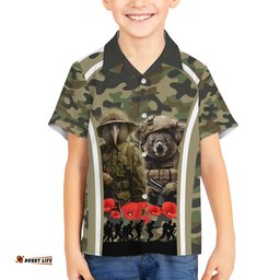New Zealand and Australia ANZAC Day Hawaiian Shirt Koala and Kiwi Bird Soldier Gallipoli Camouflage Style