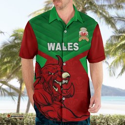 Custom Wales Rugby Hawaiian Shirt 2024 Six Nations Come On Cymru Mascot Sporty