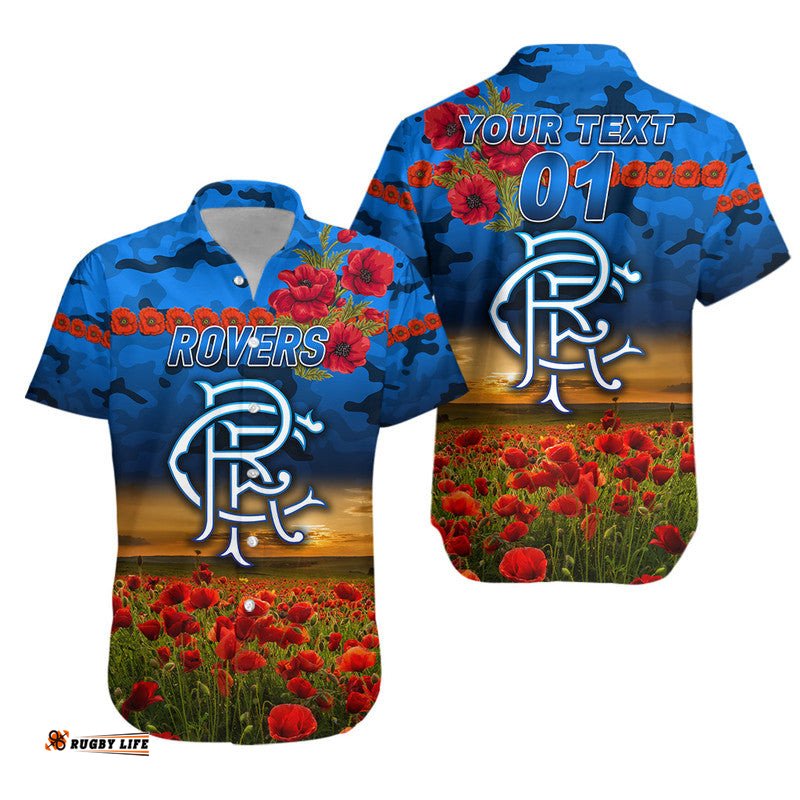 Custom Personalised Rovers Football Club ANZAC Hawaiian Shirt Poppy Vibes