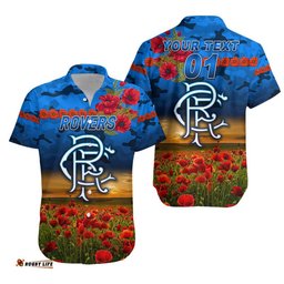 Custom Personalised Rovers Football Club ANZAC Hawaiian Shirt Poppy Vibes