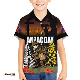 New Zealand and Australia ANZAC Day Hawaiian Shirt Soldier and Last Post Camouflage Pattern