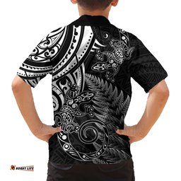 New Zealand Lizard Hawaiian Shirt Silver Fern Aotearoa Maori