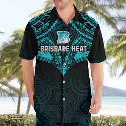 Brisbane Heat Cricket Hawaiian Shirt Unique Indigenous Art Mix Polynesian Pattern