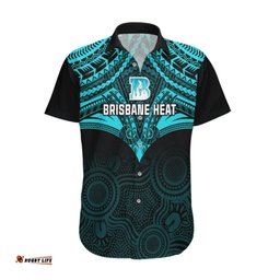 Brisbane Heat Cricket Hawaiian Shirt Unique Indigenous Art Mix Polynesian Pattern