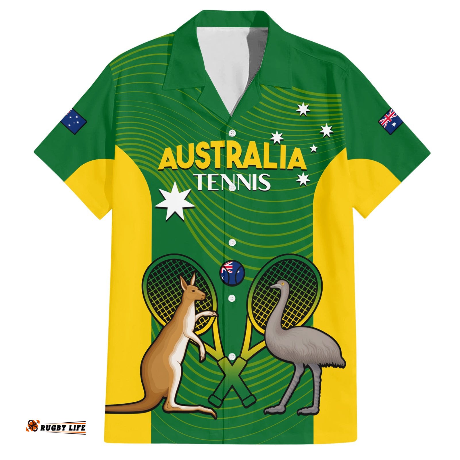 Personalised Australia Tennis Hawaiian Shirt Aussie Pride National Color