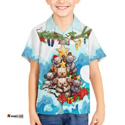Personalised Australia Koala Christmas Hawaiian Shirt Merry and Bright Breaking Wave