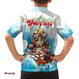 Personalised Australia Koala Christmas Hawaiian Shirt Merry and Bright Breaking Wave