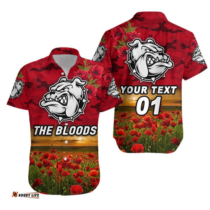 Custom Personalised West Football Club Alice Springs ANZAC Hawaiian Shirt The Bloods Poppy Vibes Red
