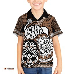 Personalised Te Reo Maori New Zealand Hawaiian Shirt Aotearoa Kia Haka Maori Tribal Tattoo Gold Style