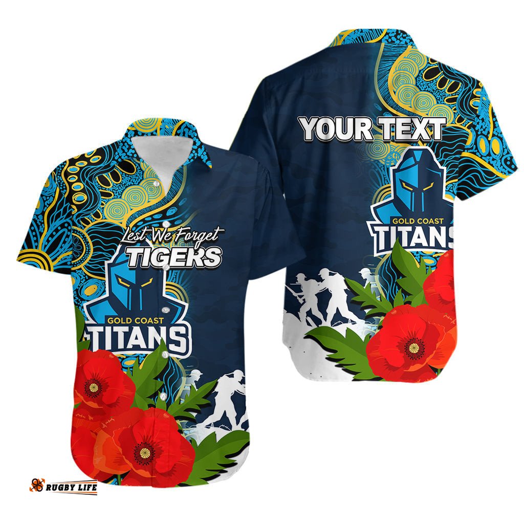 Custom Personalised Titans ANZAC Day Aboriginal Mix Army Patterns Hawaiian Shirt