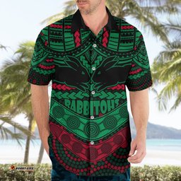 Custom Rabbitohs Rugby Hawaiian Shirt Polynesian and Aboriginal Special Version