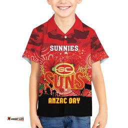 Custom Suns Football ANZAC Hawaiian Shirt Gallipoli Camouflage With Poppies