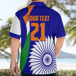 Custom India Cricket Hawaiian Shirt Men in Blue World Cup Bharat Flag Style